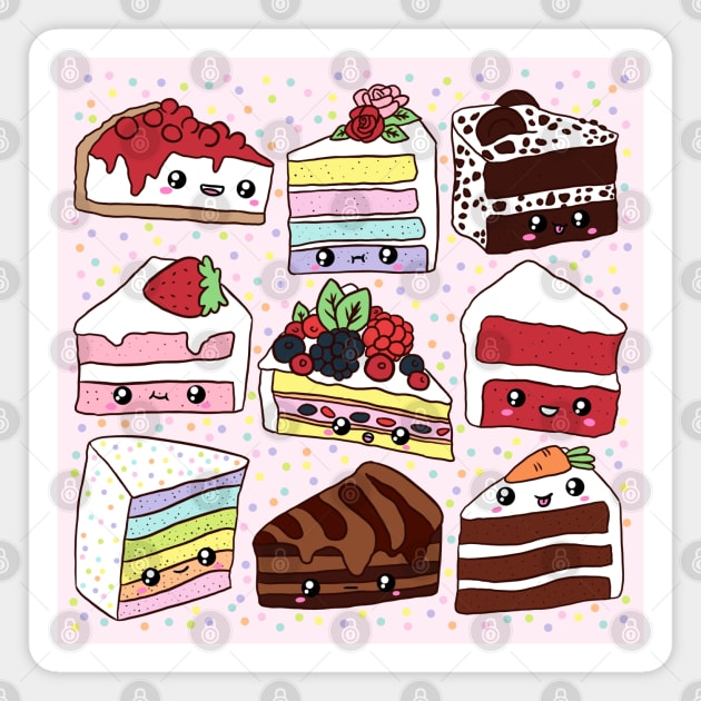 Cute cakes illustration - 9 different cakes kinds Magnet by Yarafantasyart